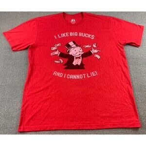 Monopoly Goodie Two Sleeves T Shirt Men's XL Red‎ I Like Big Bucks Graphic